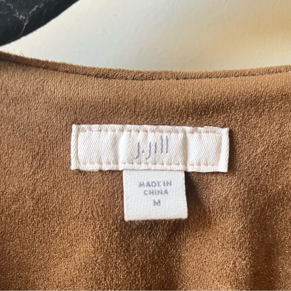 NWOT J.Jill Acorn Brown Faux Suede Asymmetric Zip Up Moto Jacket Size medium - Picture 7 of 9